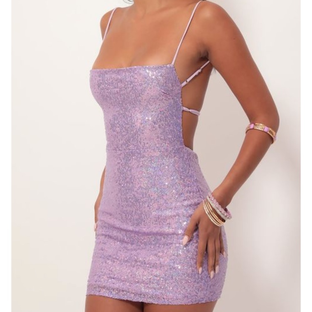 Lucy in the Sky Starstruck Strappy Dress in Lavender Iridescence